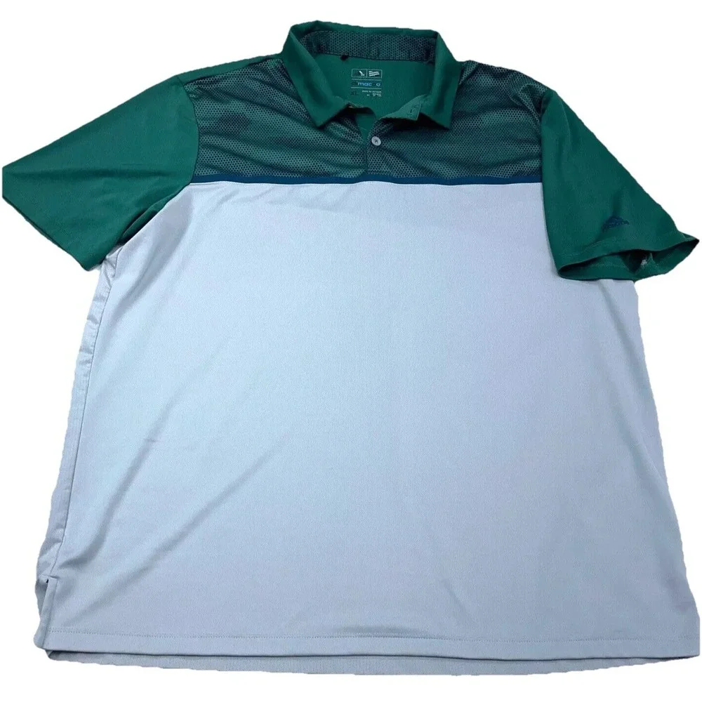 Adidas Polo Shirt Men XL Green Gray Camo Performance Golf Clima Cool‎ Tennis